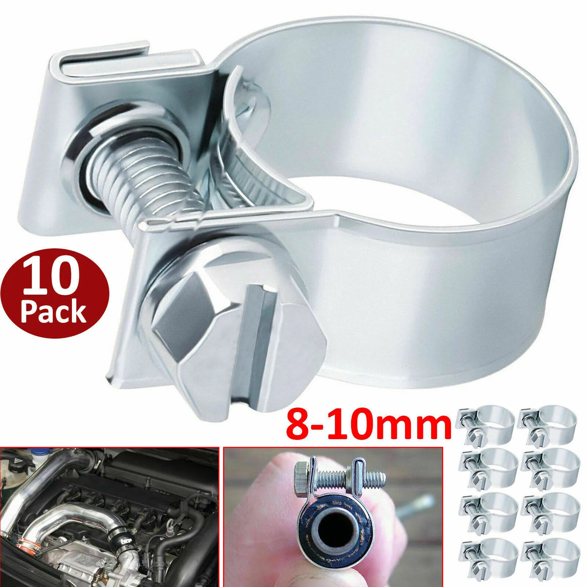 10 pçs clipes de mangueira linha combustível jubileu braçadeira tubo gasolina diesel - 8mm to 10mm — foto 2