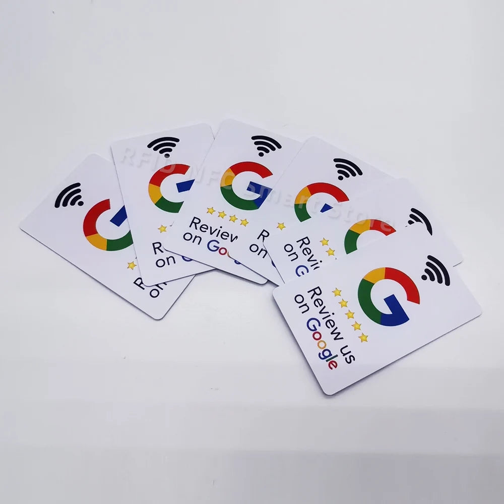 5pcs Google Reviews Cartões NFC aumentam suas comentários Material PVC durável - 5pcs White — foto 2