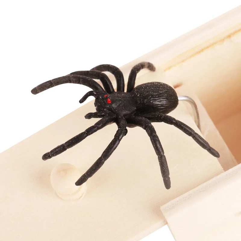 Brinquedo complicado simulação aranha caixa de madeira spoof inseto aranha caixa criativa casa assombrada — foto 4