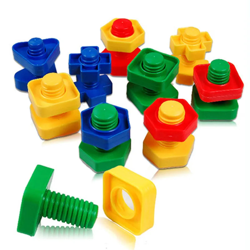 5 Conjuntos de Blocos de Montar de Plástico com Parafusos e Porcas, Brinquedos Educacionais Montessori — foto 1
