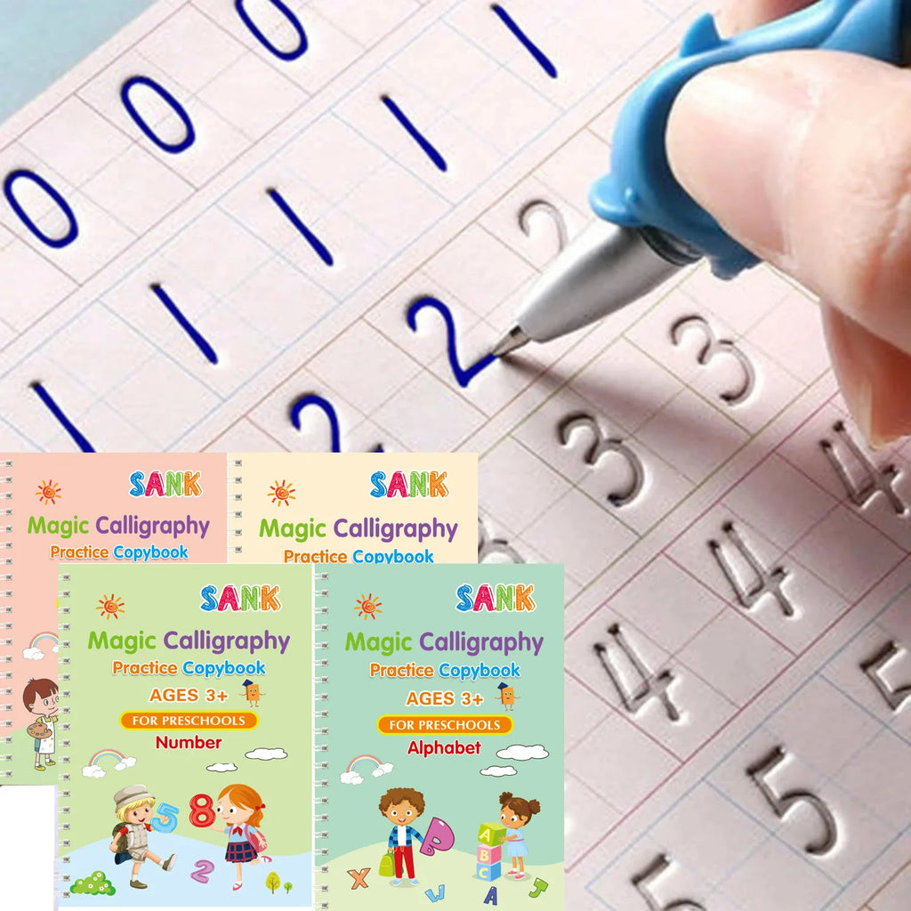 Sank magia prática copybook caneta pré-escolar crianças caligrafia inglês versão livre limpeza crianças — foto 5