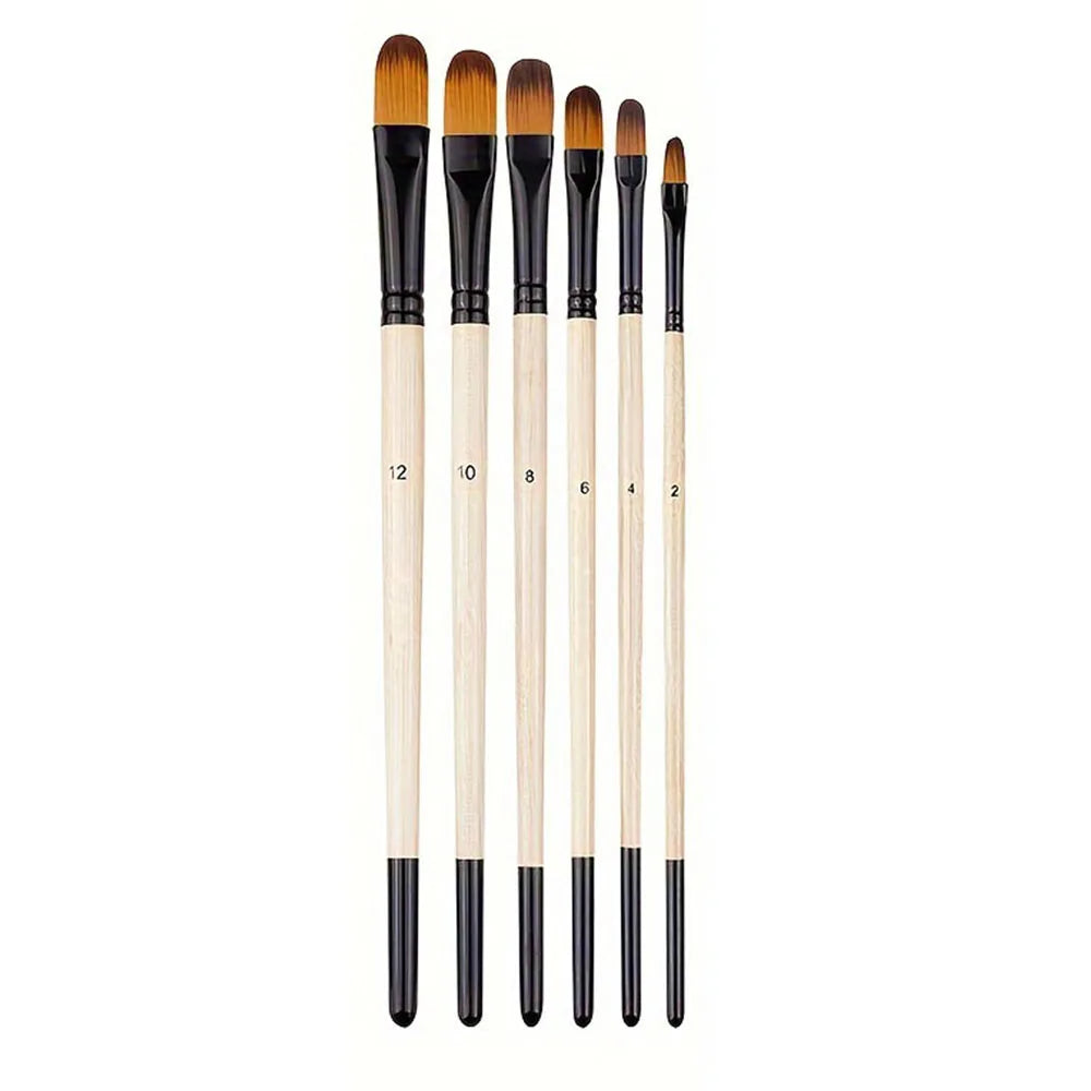 Conjunto de pincéis artísticos, 6 peças, pincéis artísticos para óleo acrílico, aquarela - 6pcsWoodFilbert — foto 2