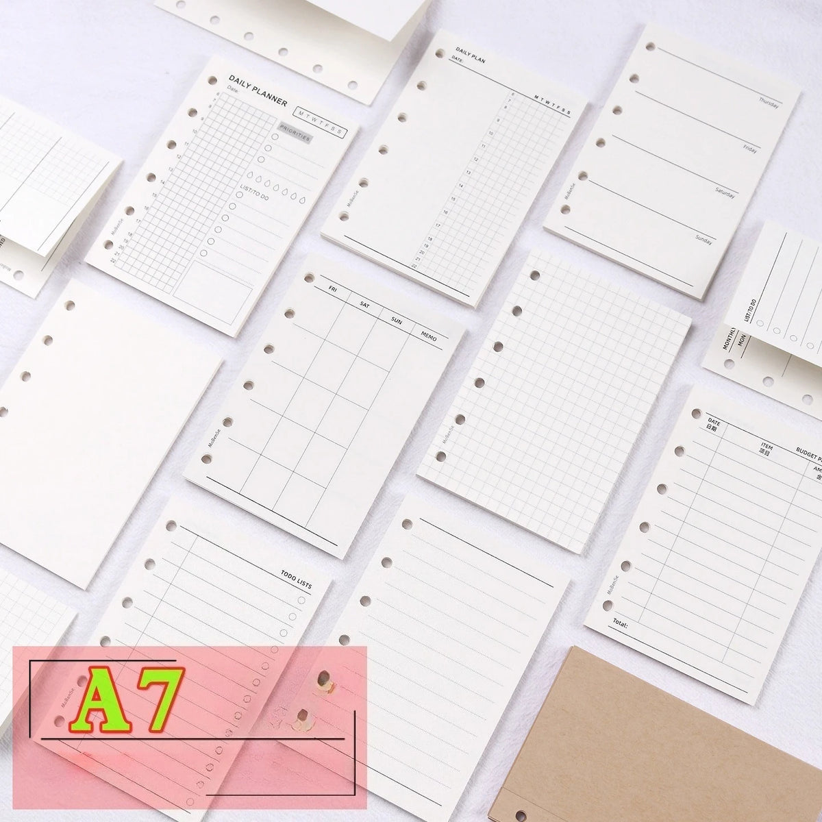 A7 50 folhas soltas caderno recarga espiral pasta página interna semanal mensal para fazer linha grade dentro — foto 2