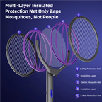 Raquete Elétrica Retrátil para Mosquitos, Recarregável, com Cabeça Rotativa — foto 6