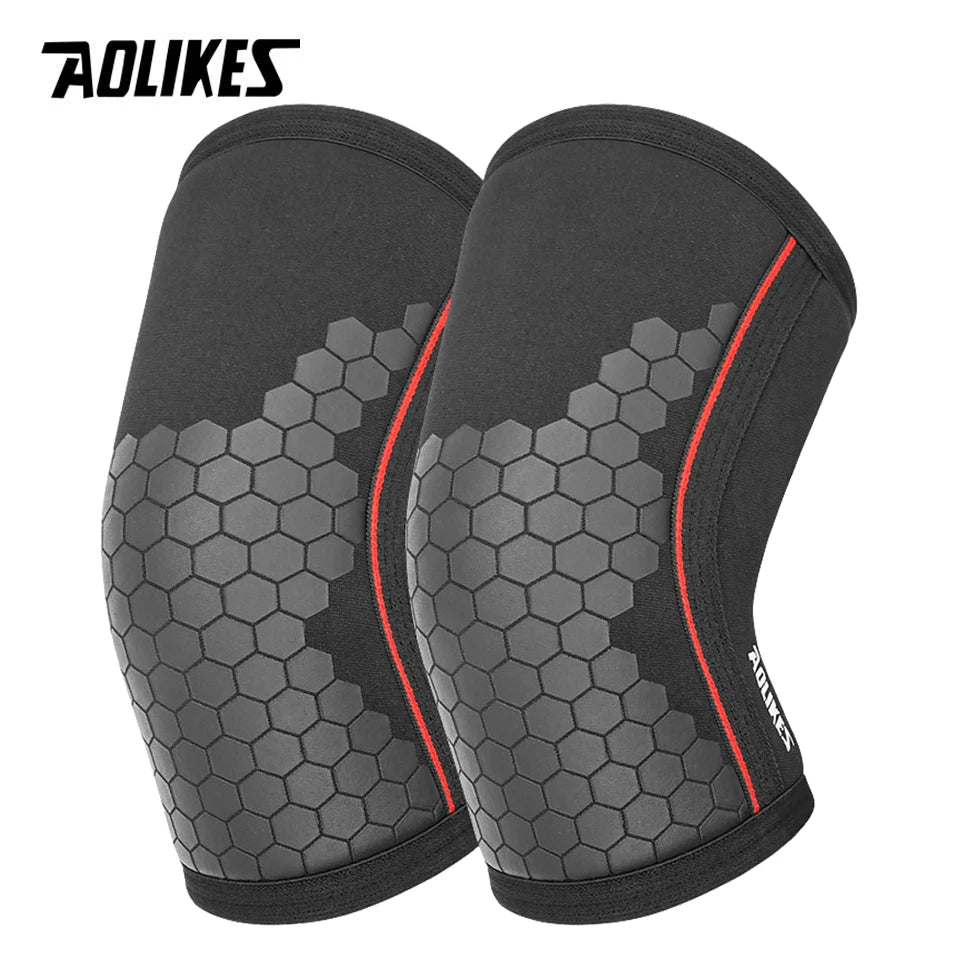 Joelheiras para levantamento de peso - Joelheira de levantamento de peso de neoprene - Preto honeycomb L — foto 2