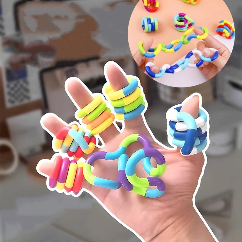 2 pçs arco-íris círculo emaranhado corda torção brinquedo fidget-terapia sensorial autismo anti estresse — foto 3