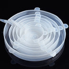 Silicone Stretch Tampas para Cozinha Microondas Alimentos, Elastic Bowl Caps - Branco 6 unidades — foto 2