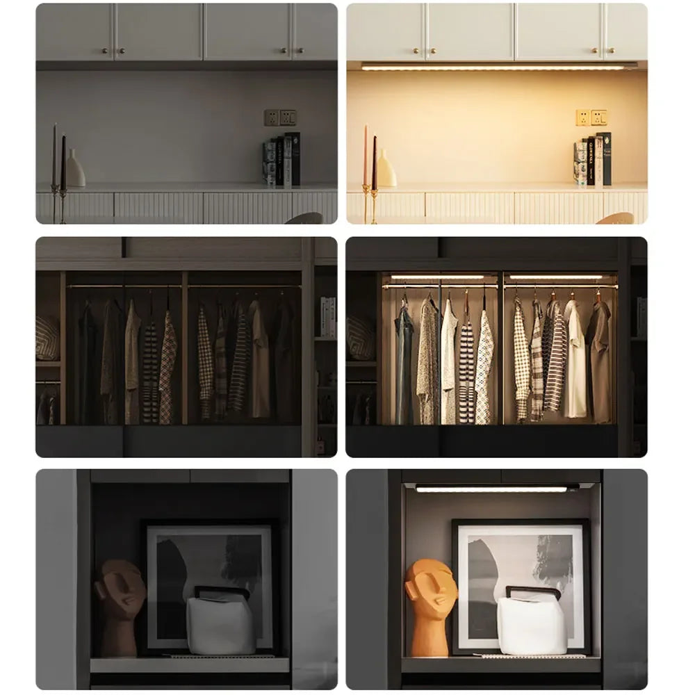Motion Sensor Wireless Night Light, Lâmpada recarregável USB, Sob o armário LED Lights para cozinha, Quarto — foto 3