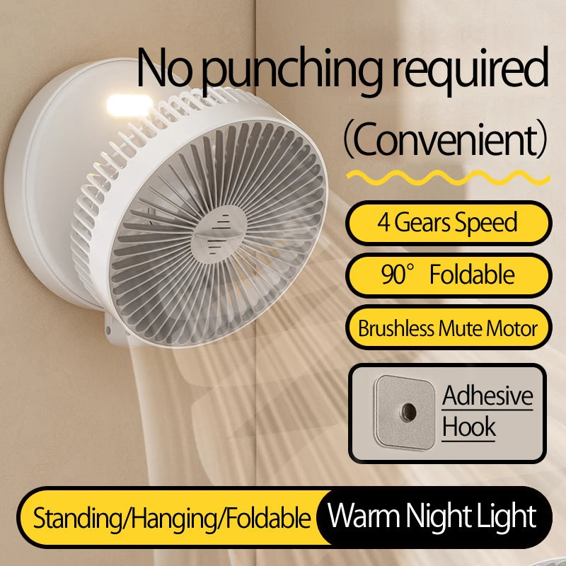 Ventilador portátil recarregável 3 em 1, 1200 mAh, branco — foto 2