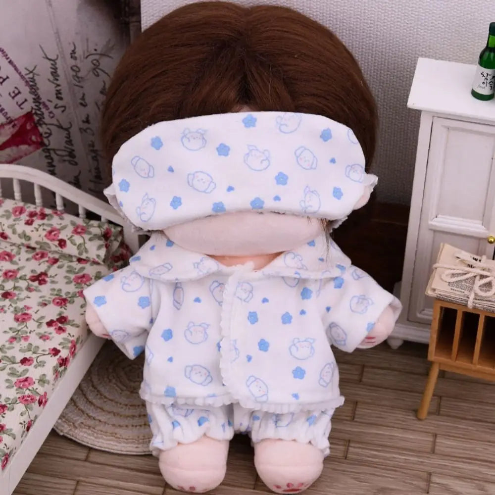 Camisa shorts remendo roupas de boneca acessórios para algodão 20cm boneca pijamas terno foto adereços — foto 3