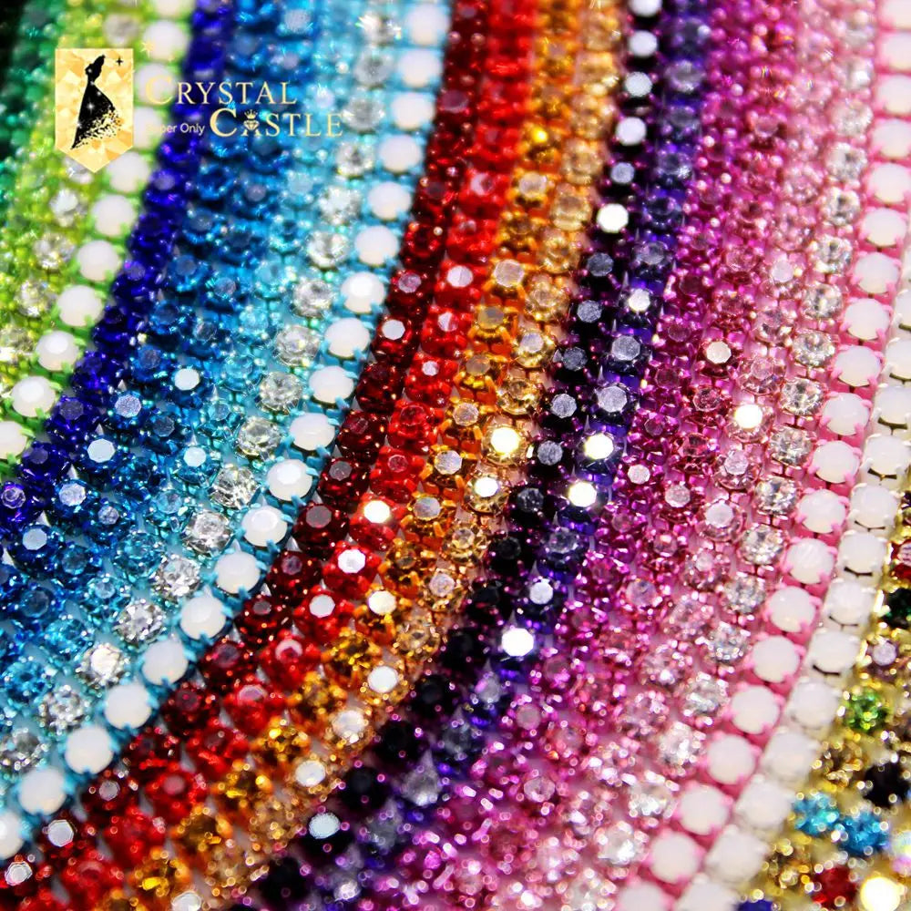 Strass corrente rolo borla 1/10 quintal fita de cristal strass bandagem costurar em ouro strass guarnição — foto 2