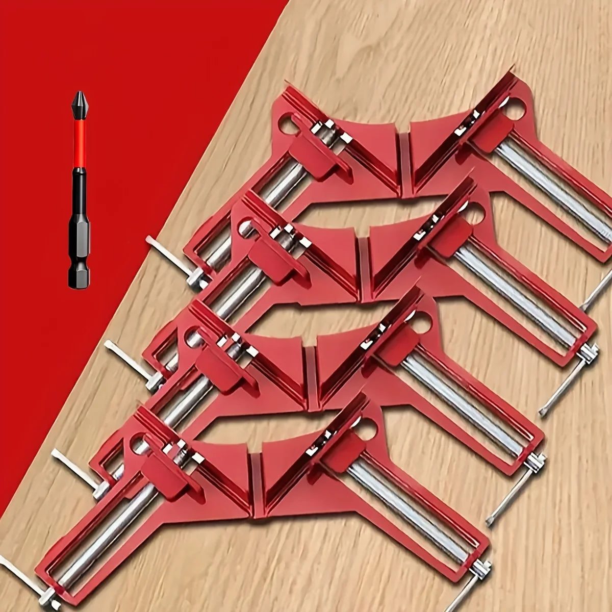 Ângulo direito Canto Grampo para Carpintaria, Picture Frame Holder, Suporte de vidro - 4 unidades — foto 2