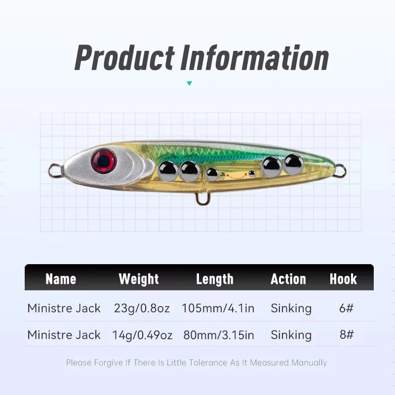Isca de pesca afundante em forma de lápis, 80 mm e 14 g, para robalo — foto 3