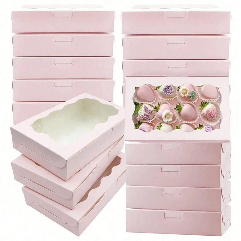 10/20 pçs caixas de doces de bolo de papel kraft retângulo janela aberta jóias de casamento caixas — foto 1