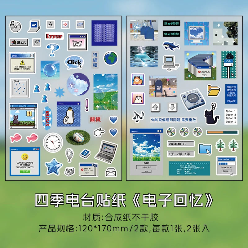 2 folhas kawaii japonês memórias da infância cortado adesivo lixo diário colagem decoração scrapbook diário — foto 1