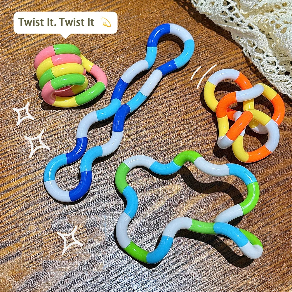 2 pçs arco-íris círculo emaranhado corda torção brinquedo fidget-terapia sensorial autismo anti estresse — foto 5