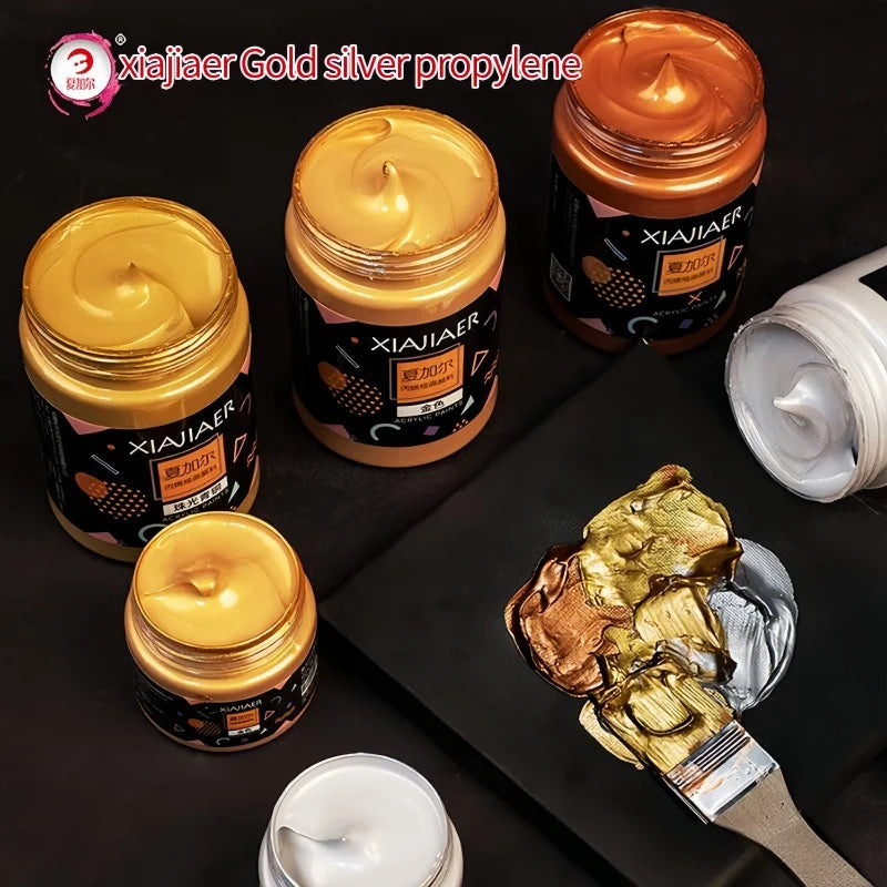 1 unidade/300ML/100ML Pigmento Acrílico Dourado Metálico Prata Perolado Bronze Perolado Pigmento para Pintura — foto 2