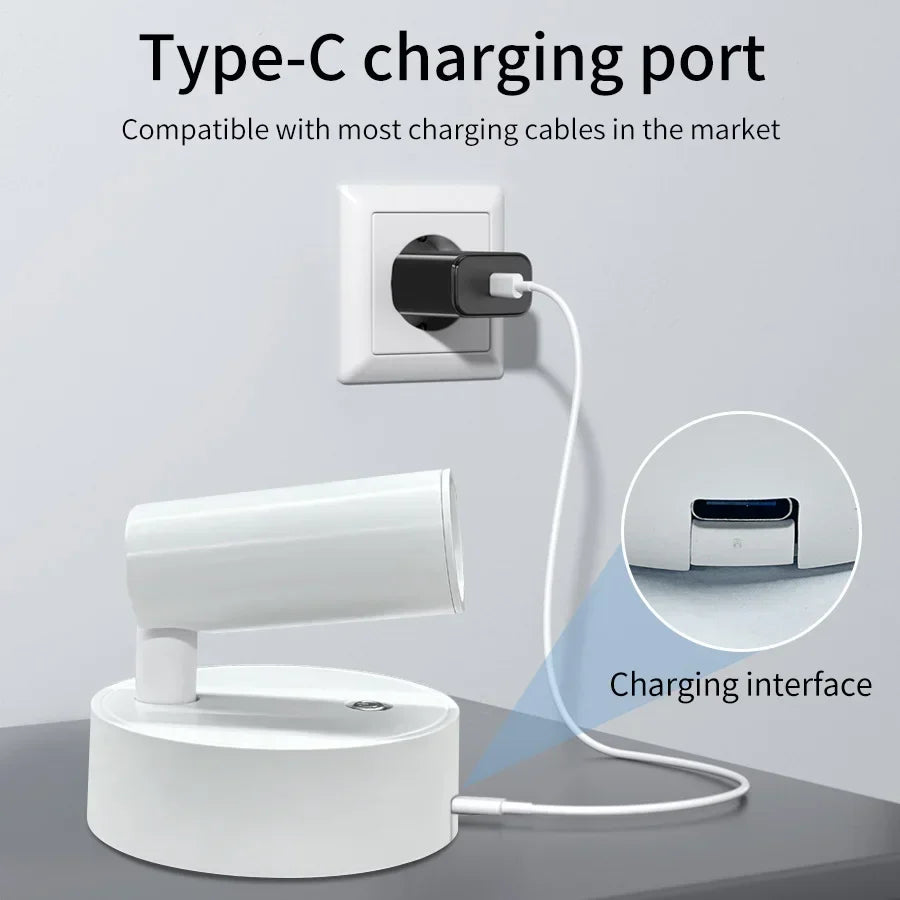 Lâmpada de parede LED recarregável Touch Night Lights Refletor magnético sem fio 360 ° Rotação — foto 4