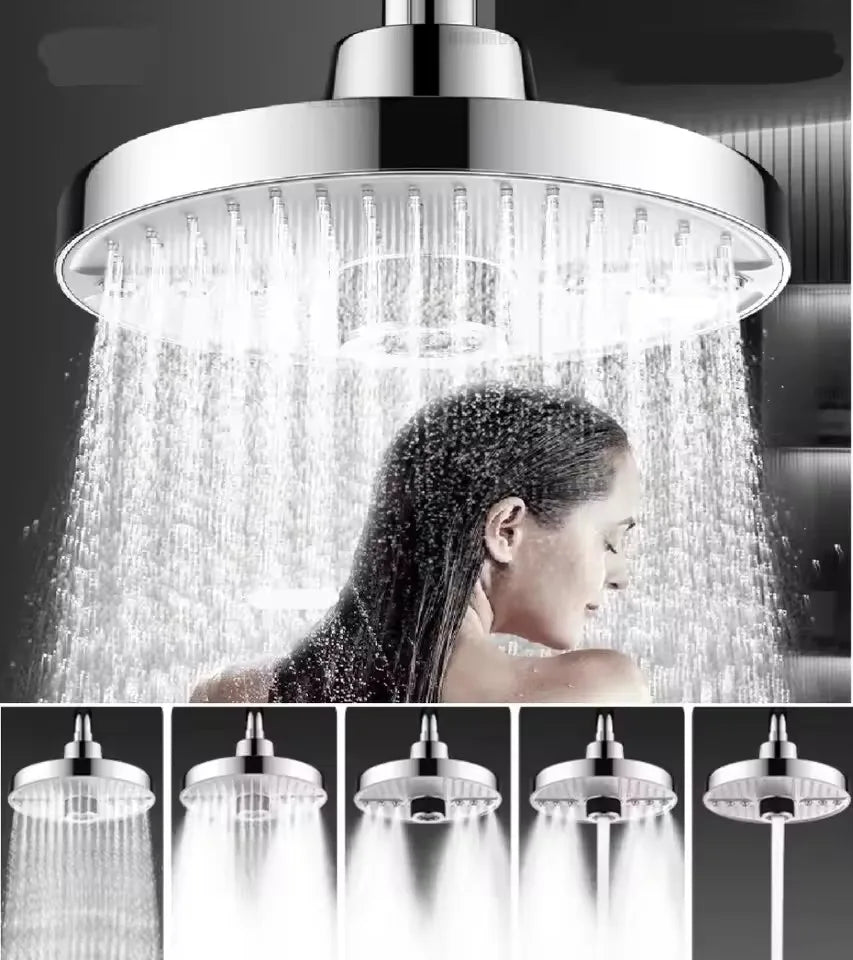 Novo 5 modos de cabeça de chuveiro de chuva ajustável de alta pressão grande fluxo superior spray 175mm — foto 2
