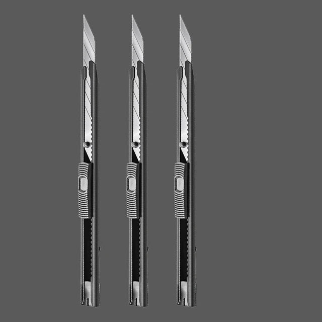 9mm faca utilitária preta 30 graus afiada de aço carbono snap off sk5 lâminas facas de design - 3 facas — foto 2