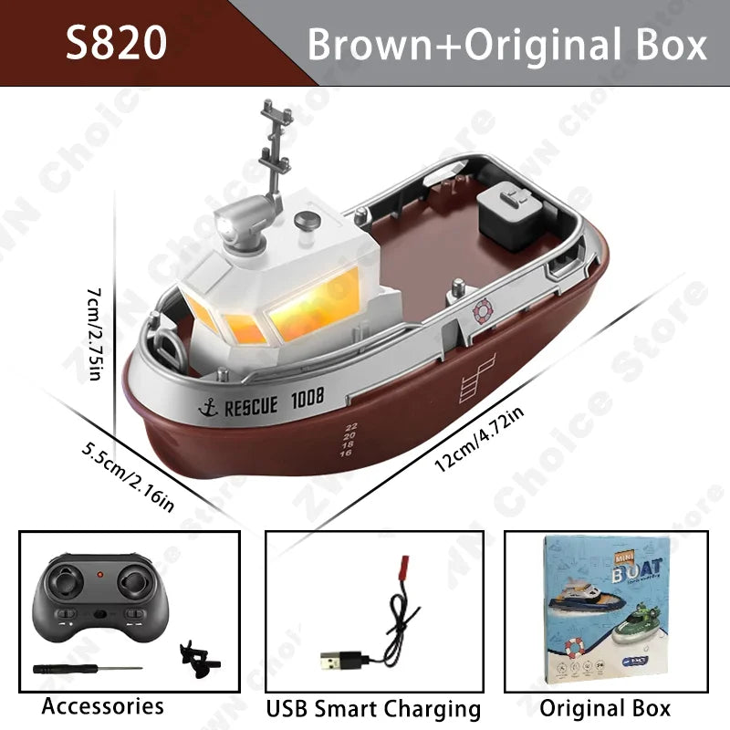 1/32 barco rc com luzes, poderoso motor duplo 2.4g de longo alcance, sem fio, comando, rebocador — foto 7