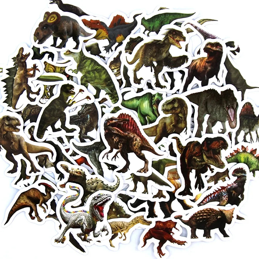 10/50/100 pçs engraçado dinossauro adesivos dos desenhos animados decalques brinquedo papelaria guitarra — foto 2