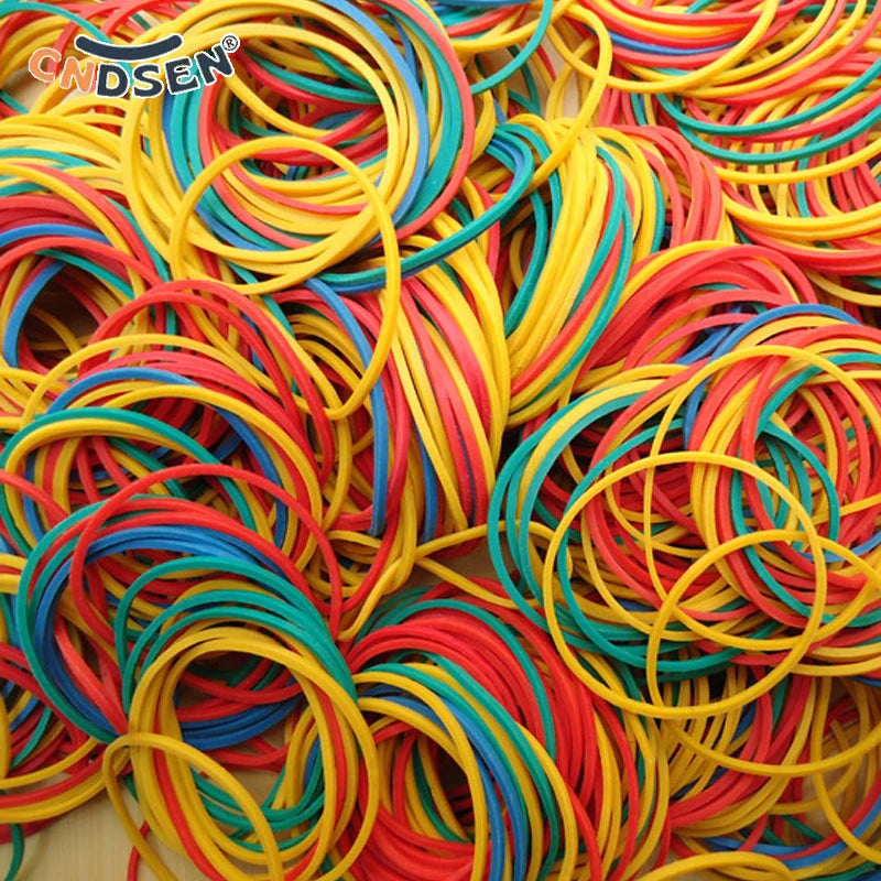 100/200/500 unidades faixas de borracha elásticas coloridas escola - 25x1.5mm 100 unidades(Mixcolor) — foto 2