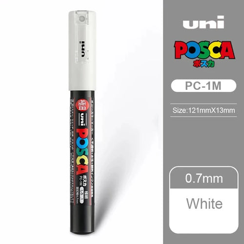 1 pçs japão posca marcador caneta PC-1M/3m/5m pop cartaz graffiti marcador acrílico permanente branco preto — foto 1