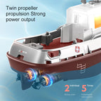 1/32 barco rc com luzes, poderoso motor duplo 2.4g de longo alcance, sem fio, comando, rebocador — foto 5