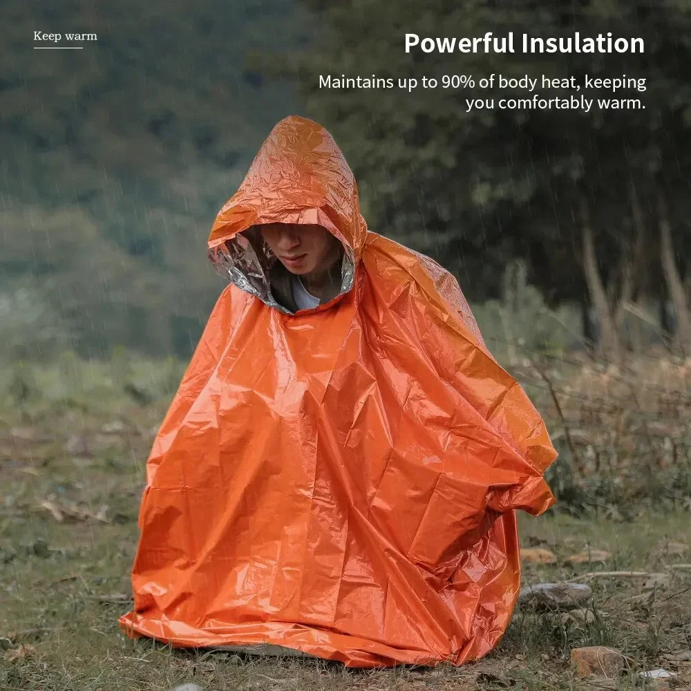Poncho capa de chuva impermeável de emergência 100x130 cm — foto 6