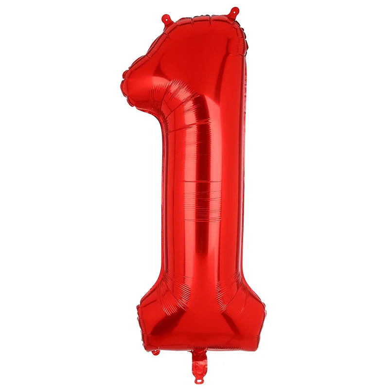 Balão de folha de número gradiente de arco-íris de 32 polegadas - Vermelho number 1 32polegadas — foto 1