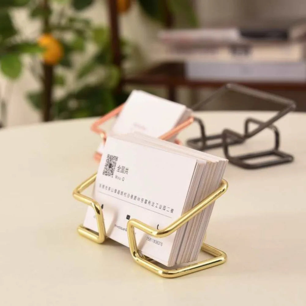 Titular De Cartão De Visita De Metal Dourado, Suporte De Mesa, Organizador De Cartões — foto 2