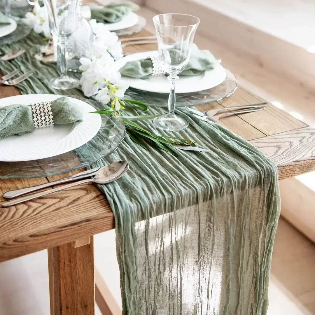 Gaze corredor de mesa decoração de jantar 90 300cm rústico país boho praia festa de casamento decoração — foto 2