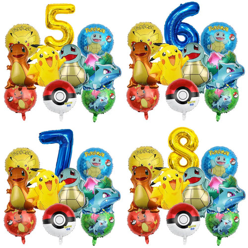 1 conjunto de balão de festa de desenho animado, salto pikachu, pequeno dragão de fogo, jenny — foto 2