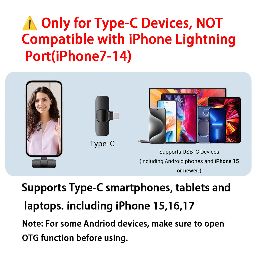Microfone de lapela sem fio com conector Tipo-C — foto 3