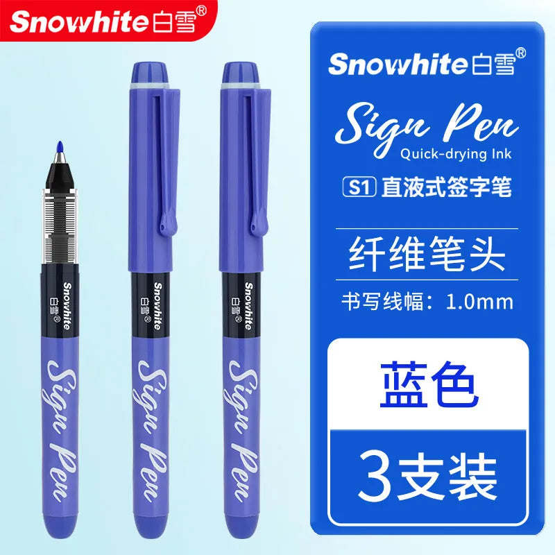 Caneta de Assinatura Snowhite de Secagem Rápida (Ponta de Fibra 1.0mm), Tinta Direta para Escrita Suave — foto 1