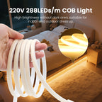 Fita LED COB 220 V com dimmer, 288 LED/m, 0,5 m — foto 6