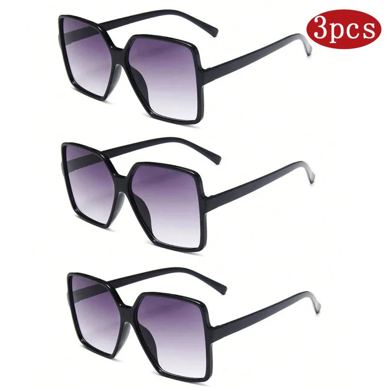 Óculos de sol quadrados oversize, lentes gradiente e proteção UV, 3 unidades — foto 1