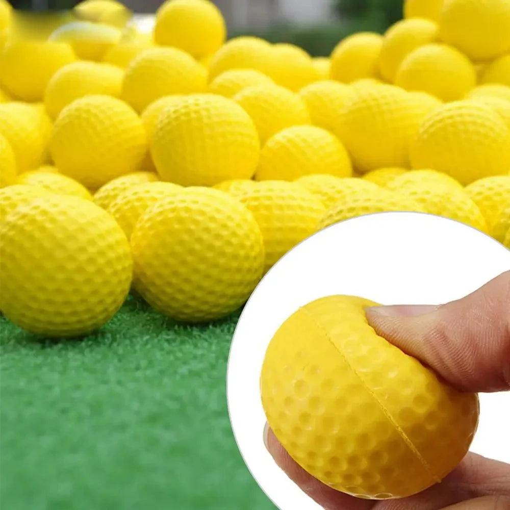 10 unidades de bolas de golfe de espuma PU amarela esponja elástica treinamento de prática interna e externa — foto 2