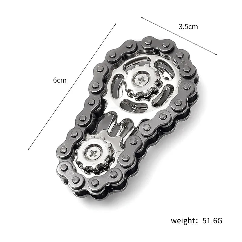 Rodas dentadas volante ponta do dedo giroscópio fidget spinner antiestresse ansiedade metal correntes — foto 1