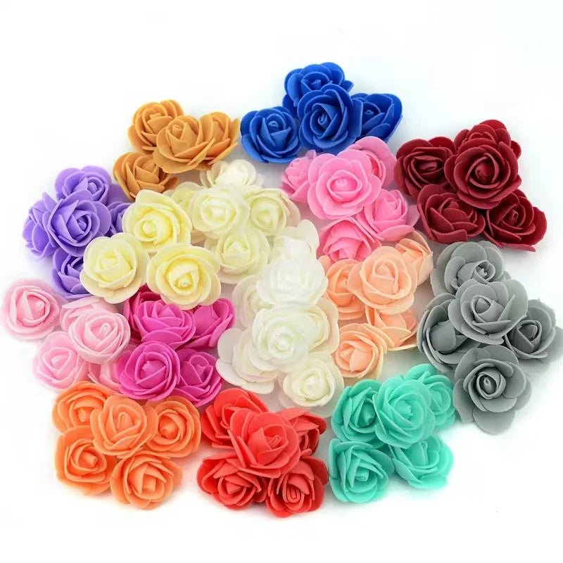 50 500 pçs 3.5cm pe espuma rosa cabeça flor artificial para festa de aniversário de casamento decoração — foto 2