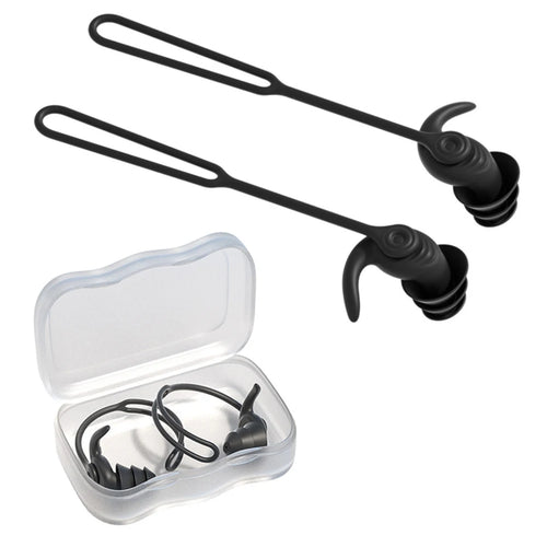 1 par/2 pares de tampões para os ouvidos de natação, silicone, à prova d'água, anti-ruído - Par Preto-1 — foto 1