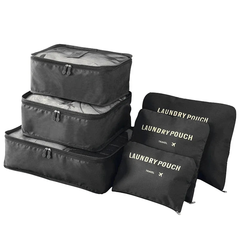 6/8 pçs conjunto saco de viagem organizador roupas bagagem organizador de viagem cobertor sapatos — foto 1