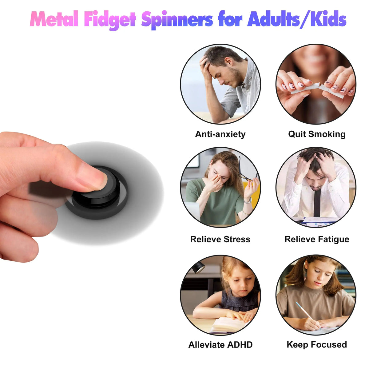 Arco-íris fidget spinner brinquedos de metal ufo pequeno handheld dedo spinners presente para crianças — foto 5