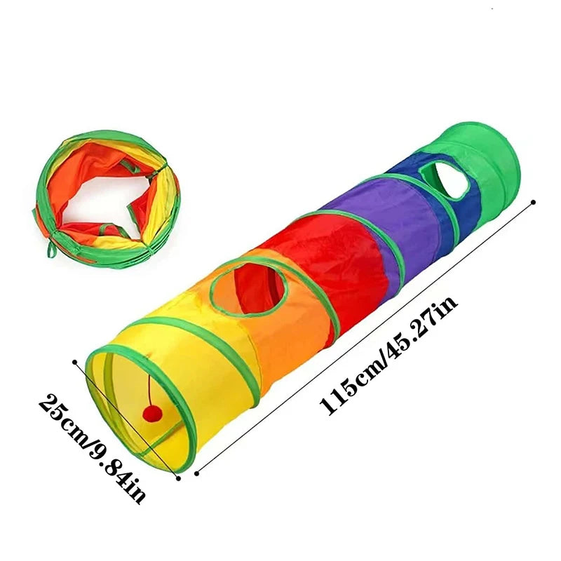 Tubo de túnel para gatos, brinquedos dobráveis para treinamento de gatinhos - Through — foto 2