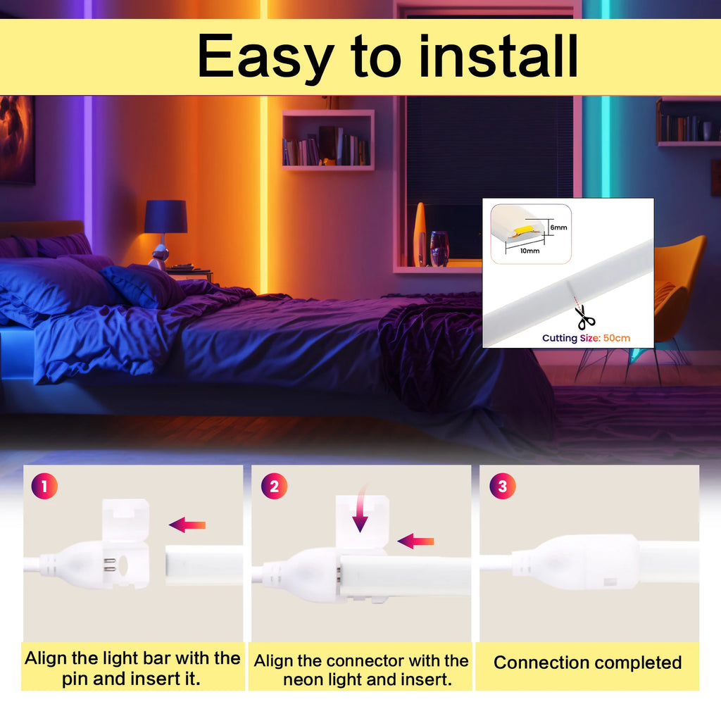 Fita LED COB 220 V com dimmer, 288 LED/m, 0,5 m — foto 7