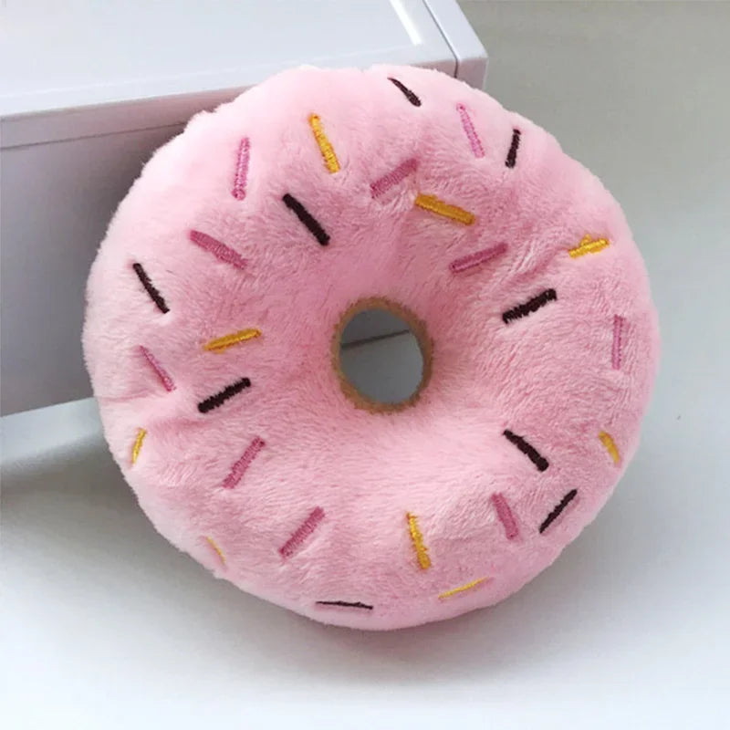 Cão macio donuts de pelúcia brinquedos para cães de estimação mastigar brinquedo bonito filhote de cachorro — foto 1