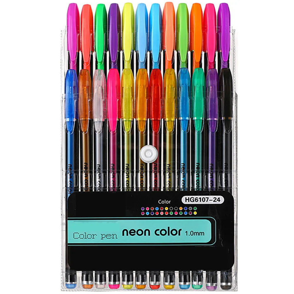 12/24 pçs metálico glitter cores gel canetas para escola escritório adulto livro de colorir diários desenho — foto 1