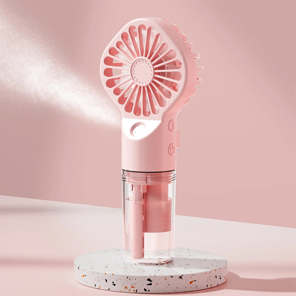 Ventilador portátil nebulizador recarregável USB, rosa — foto 2