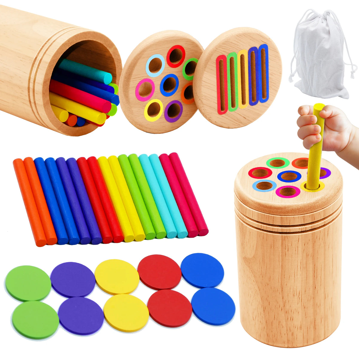 Montessori brinquedos de madeira classificação de cores brinquedos de motor fino forma correspondência — foto 1